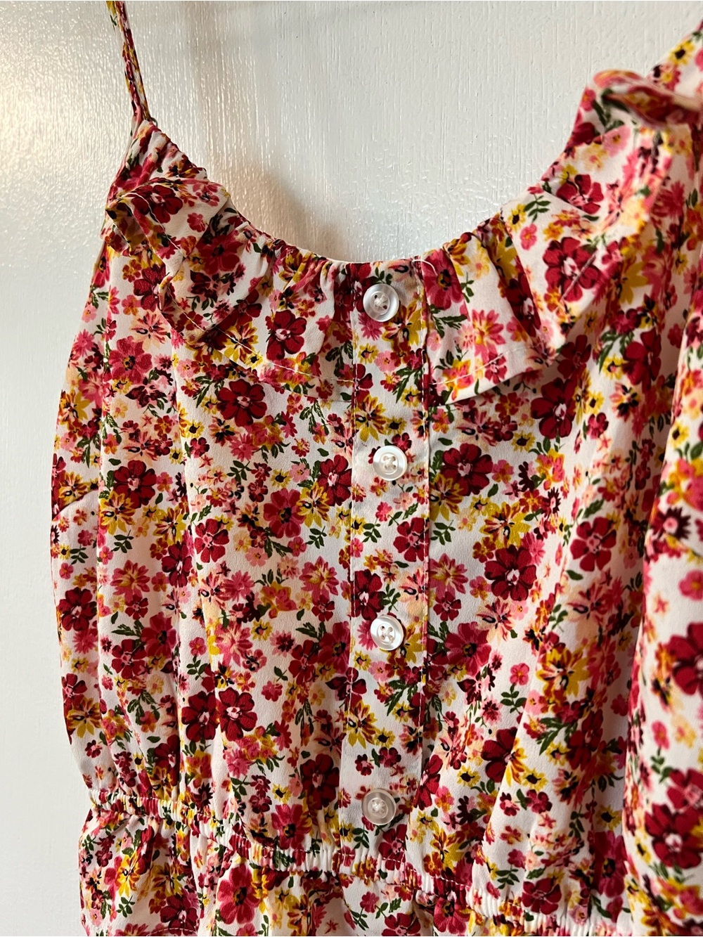 Red Multi Floral Ruffle Button-Front Cami - Picture 3 of 4